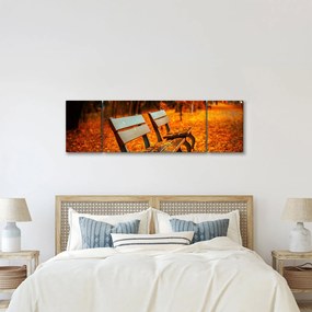 Obraz ławki jesienią (170x50 cm)