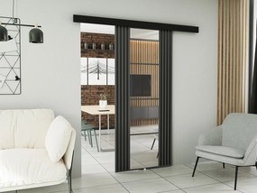 Emporius drzwi przesuwne 90 cm Elora z imitacją lameli - drzwi naścienne z lustrem, grafit
