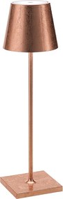 Lampa stołowa LED Zafferano Poldina Pro Copper Leaf, ładowalna i ściemnialna, z czasem pracy na baterii do 12 godzin.