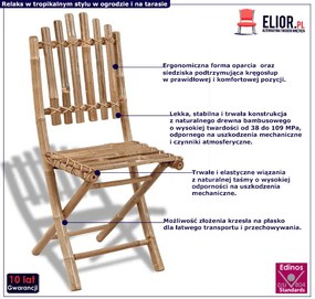 Składane krzesła bambusowe 4 szt. E2-Z61
