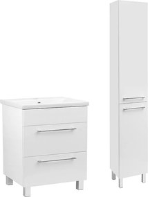 Biały Zestaw Łazienkowy 60cm Szafka z Umywalką Słupek Sol