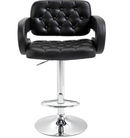 HOMCOM Hoker barowy, regulowany, obrotowy 360°, z metalowym stelażem, oparciem, podnóżkiem, 61x50x93-113 cm, czarny | Aosom PL