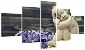 Obraz anioła z kwiatem (125x70 cm)