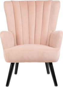 Welurowy fotel w stylu skandynawskim Mills, nóżki czarne