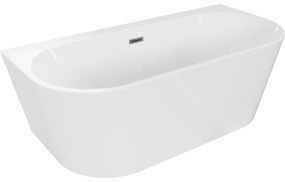 Mexen Oval+ wanna wolnostojąca przyścienna 170 x 80 cm, biała, przelew gun metal - 52681708000-95
