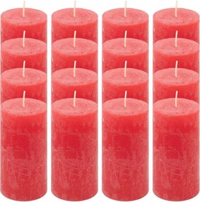 Zestaw świec rustykalnych, 10 cm, Ø 5 cm, czerwony, 16 szt.