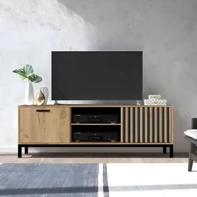 Szafka RTV LAMINO RTV-1 180 dąb craft/czarna HALMAR