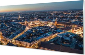 Szkło do Kuchni na Ścianę Nocna Panorama Krakowa