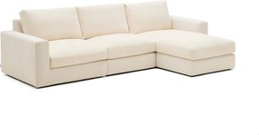 Beżowy narożnik z tkaniny szenilowej (prawostronny/z szezlongiem) Alea – Kave Home