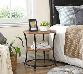 Okrągły industrialny kawowy stolik z półką F1-T34