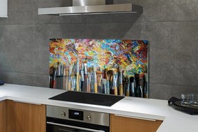 Szklany Panel Pędzle i Kolorowe Ślady Farby