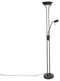 Candeeiro de pé moderno preto com luz de leitura incl. LED dim to warm - Diva