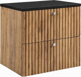 Szafka łazienkowa wisząca z blatem 60, dąb craft złoty + blat czarny, uchwyty w trzech kolorach, 60 x 44,4 x 58,6 cm