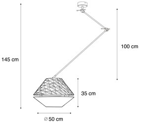 Lampa wisząca czarna z podwójnym aksamitnym abażurem w kształcie liści i beżowym - Blitz klasyczny/Antyczny Oswietlenie wewnetrzne