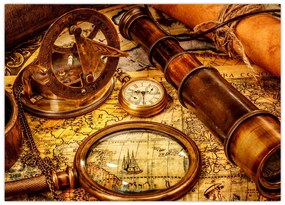 Obraz na szkle - Historyczne narzędzia marynarzy (70x50 cm)