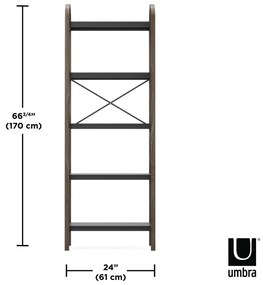 Czarny regał w dekorze orzecha 61x170 cm Bellwood – Umbra