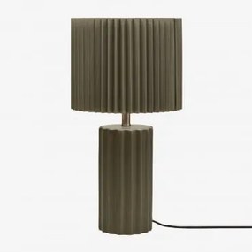 Lampa Stołowa Z Ceramiki I Tkaniny Marvila ↑45 Cm & Wojskowa Zieleń - Sklum