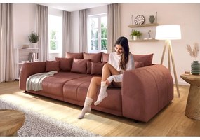 Ceglasta sztruksowa rozkładana sofa 310 cm Vanessa – Ropez