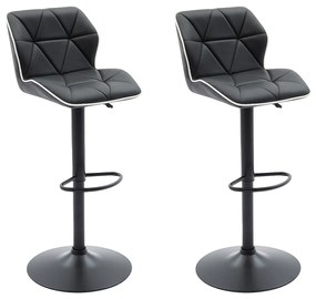 Zestaw 2 stołków barowych z ekoskóry i stali - Regulowana wysokość - Czarny - CALVIN