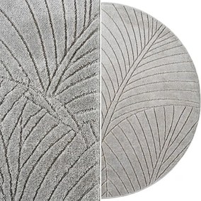 Dywan uniwersalny Nova 3D Listki szare koło 200 cm x 200 cm