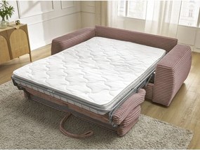 Różowa sztruksowa rozkładana sofa do spania 240 cm Hugo – Bobochic Paris
