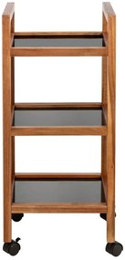 Mobilny regał z drewna akacji FONDI, 3 poziomy, wys. 76,5 cm