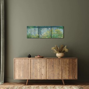 Obraz - Claude Monet, Banks of the Seine, reprodukcje (z zegarem) (90x30 cm)
