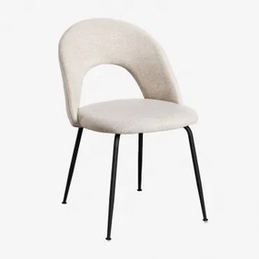 Zestaw 4 Tapicerowanych Krzeseł Jadalnianych Glorys Czarny & Tkaniny Beige & Tkaniny - Sklum