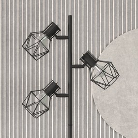 HOMCOM Lampa stojąca z 3 regulowanymi elementami oświetleniowymi, struktura przypominająca drzewo, do salonu i sypialni, metal, Kolor Czarny