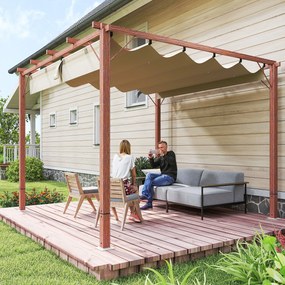 Outsunny Garten-Pergola 3 x 3 m, Regulowane Zadaszenie Tarasu, Rama z Aluminium, Ochrona przed Słońcem UPF30+, Drewno Naturalne