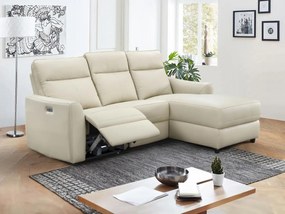Kanapa narożna prawostronna z elektryczną funkcją relax z beżowej skóry - ISPICA