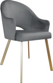 Krzesło Velvet tkanina Welur noga metalowa : Kolor nogi - Złota profil, Kolor tkaniny - VELVET - BL14, Typ siedziska - Siedzisko stałe