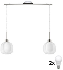 LED żyrandol na linkach HARMA 2xE27/60W/230V matowy chrom/biały