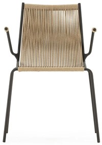 Beżowe metalowe krzesła zestaw z podłokietnikami/sztaplowane 2 szt. Emily – Marckeric