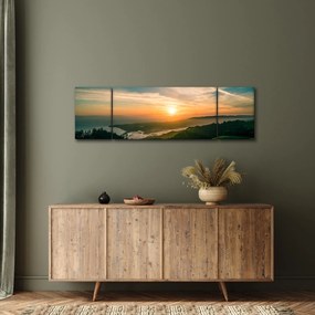 Obraz wschodu słońca nad morzem (170x50 cm)