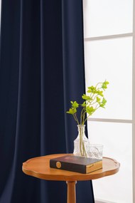 Granatowa zasłona OXFORD 140x250 cm Zawieszanie: Taśma z wiązaniami