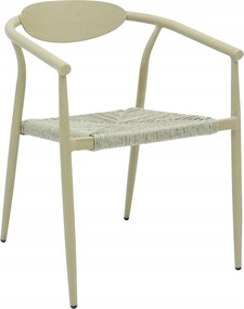 Krzesło Ogrodowe Beżowe 56x61x74,5 cm Plecione Naturalne Sznurki Nowoczesne