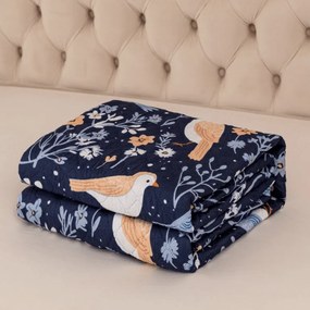 Narzuta na łóżko DENIM BIRDS, niebieska Rozmiar: 170 x 210 cm