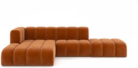 Narożnik w kształcie L z pufą Grand Mini, tkanina Salvador, Brązowy, Lewy