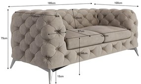Szarobeżowa aksamitna sofa 185 cm Chelsea – Ropez