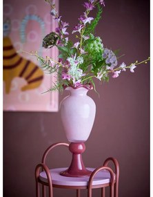 Różowy szklany wazon (wysokość 34 cm) Frills – Bloomingville