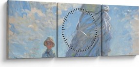 Obraz - Claude Monet, Woman with a Parasol - Madame Monet and Her Son, reprodukcje (z zegarem) (90x30 cm)