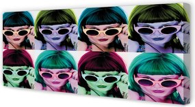 Duży obraz na płótnie Kobieta w Okularach z Kolorowymi Włosami