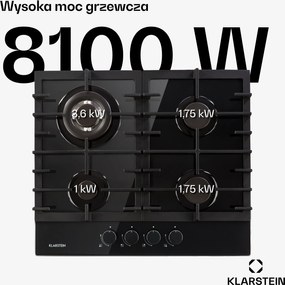 Klarstein Ignito 60cm Płyta gazowa 4 palniki Czarny
