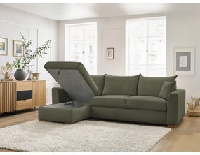 Zielony sztruksowy rozkładany narożnik (strona zmienna) Augustin – Bobochic Paris