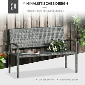 Outsunny Ławka Ogrodowa 2osobowa Styl Rattanowy Stalowa Konstrukcja do 320kg Wytrzymałość i Elegancja | Aosom PL