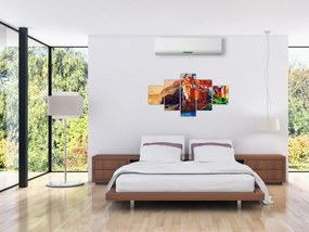 Obraz - Wieś na wybrzeżu Cinque Terre, Włoska Riviera, nowoczesny impresionism (125x70 cm)