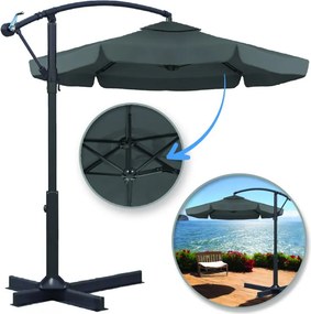 Składany parasol ogrodowy ARCADIA 300 cm, szary
