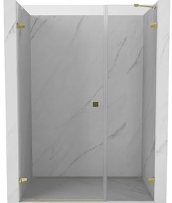 Mexen Lunar-B drzwi prysznicowe uchylne lewe 145 cm, transparent, złote - 832S-145-050-50-00-L