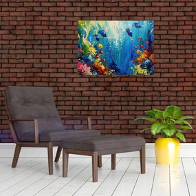 Obraz na szkle - Malowanie podwodnego świata (70x50 cm)